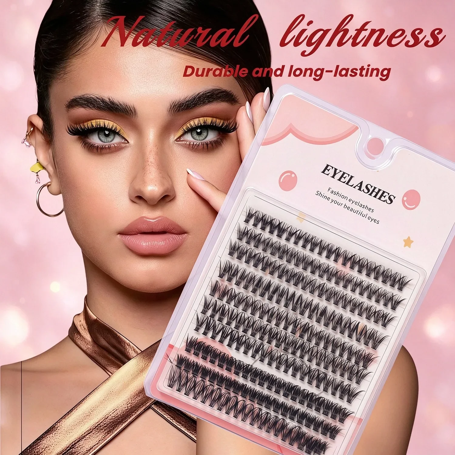 Segmented Cluster Lashes, Volume Wispy Individual Lash Bundles, Reusable Soft DIY Eyelash Extensions for Daily & Party Look