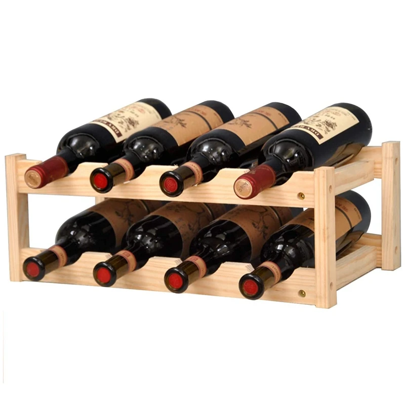 Estante de bambú para vino, estante de pie libre para vino, encimera para cocina casera, Bar