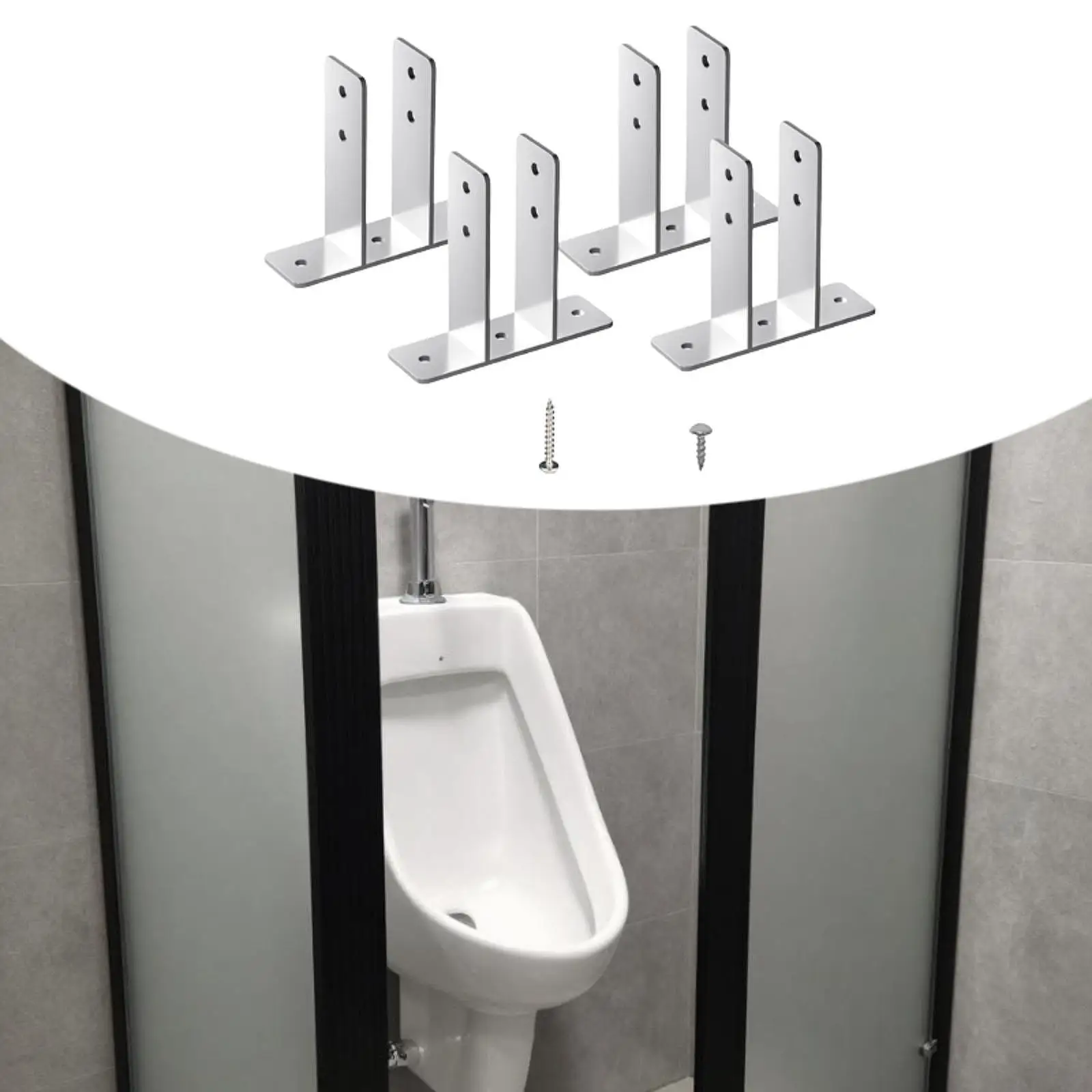 

4x Restroom Urinal Screen Brackets with Fasteners Polished U Shaped Bracket