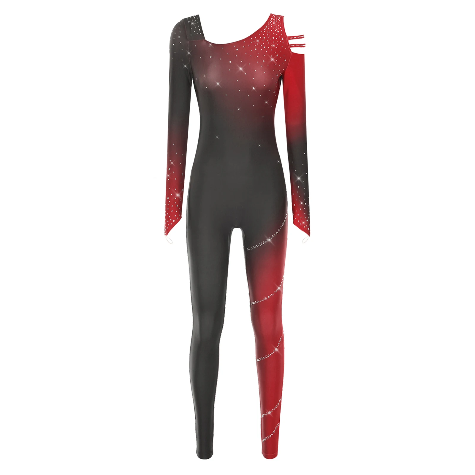 

Womens Gymnastics Dance Jumpsuit Figure Skating Dance Bodysuit Glittery Rhinestone Leotard for Yoga Jazz Dance Performance