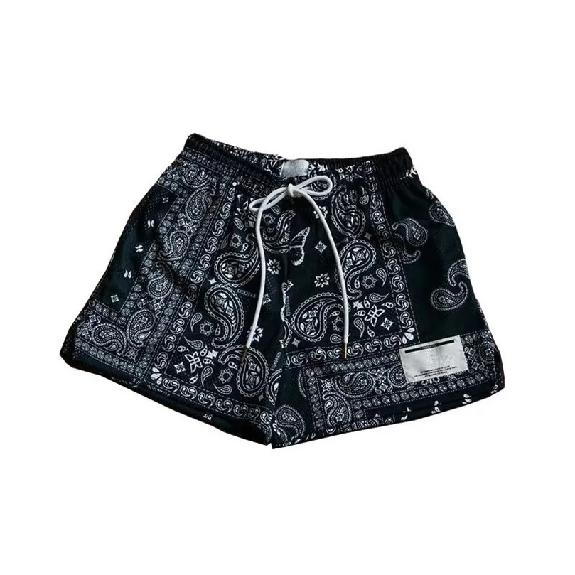 Shorts de Paisley masculinos, secagem rápida, bandana streetwear, shorts de praia grandes, moda verão, 2024