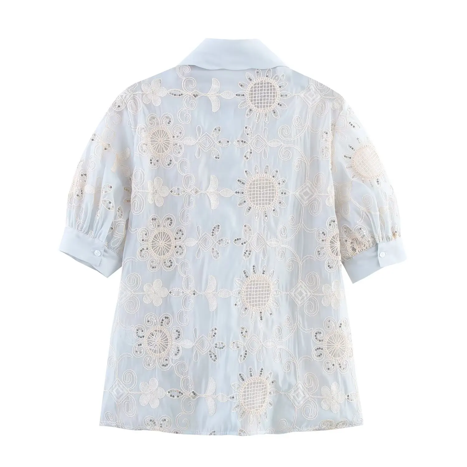 قميص نسائي جديد من JNLEAOG لربيع هذا العام بتصميم عصري وأنيق مع تطريز بالترتر، فضفاض وغير رسمي مصنوع من ألياف البوليستر بأكما...