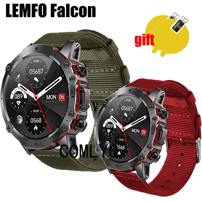 3in1 Wristband for LEMFO Falcon Strap Smart watch Band Nylon Canva Belt Screen Protector