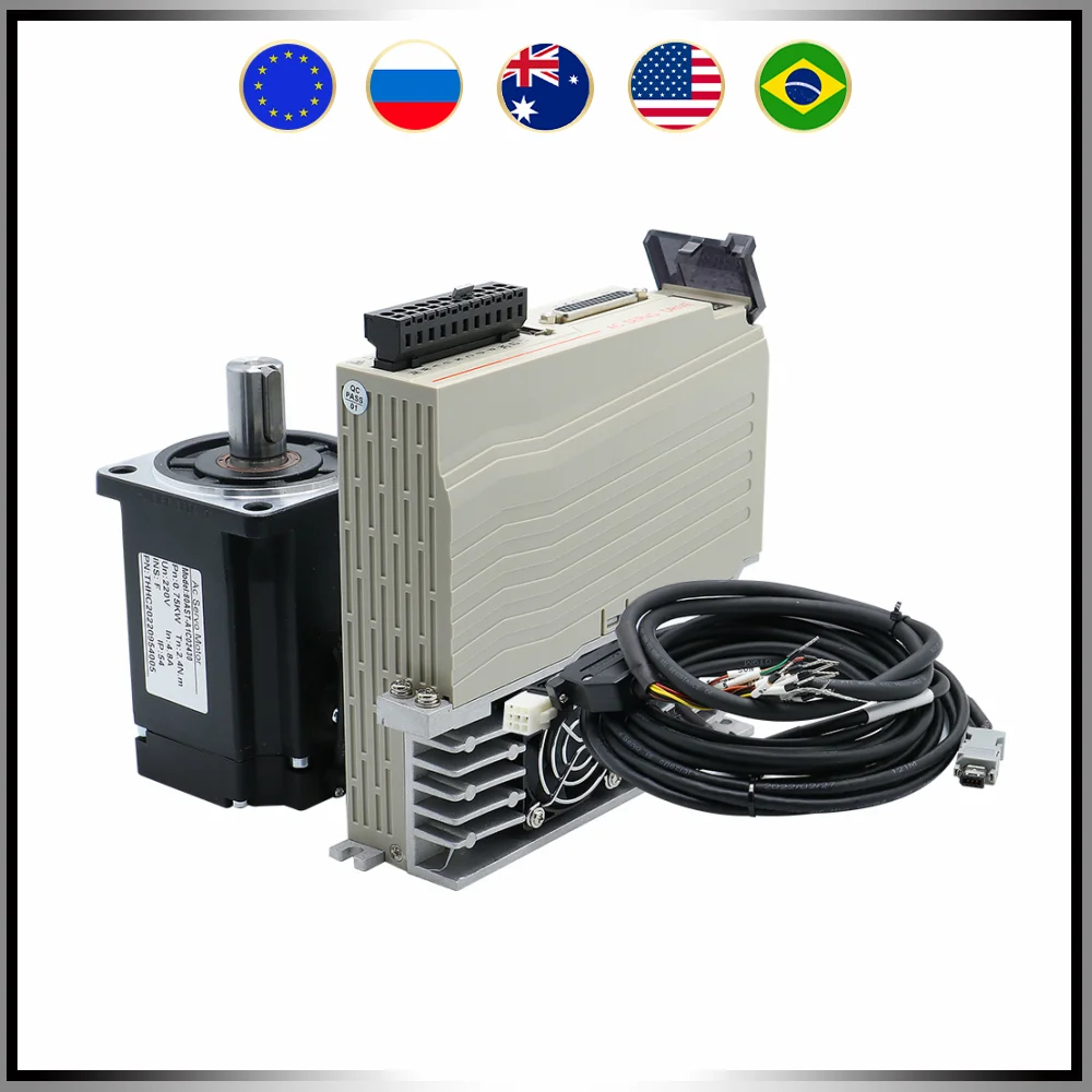 17 Bit Absolute Servo Motor 1kw 750w With RS485 80 Flange AC 110v 220V Servo Driver High Accuracy Magnetic Servo 3000-6000RPM