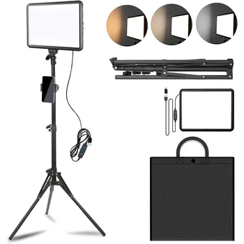 1-Pack LED Video Light Kit, NiceVeedi Photography Lighting Kit, 2800-6500K Dimmable Studio Light with Tripod Stand and Phone Holder