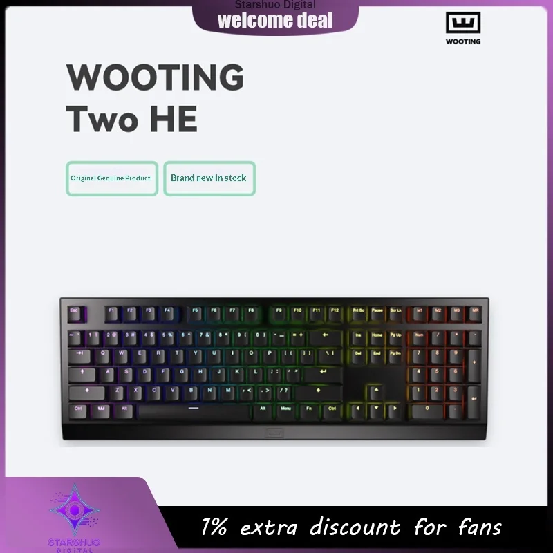 Wooting Two HE Full Size Magnetic Switch Mechanical Keyboard Wired Rapid Trigger Low Latency Rgb Backlit Gaming Esports 108 Key