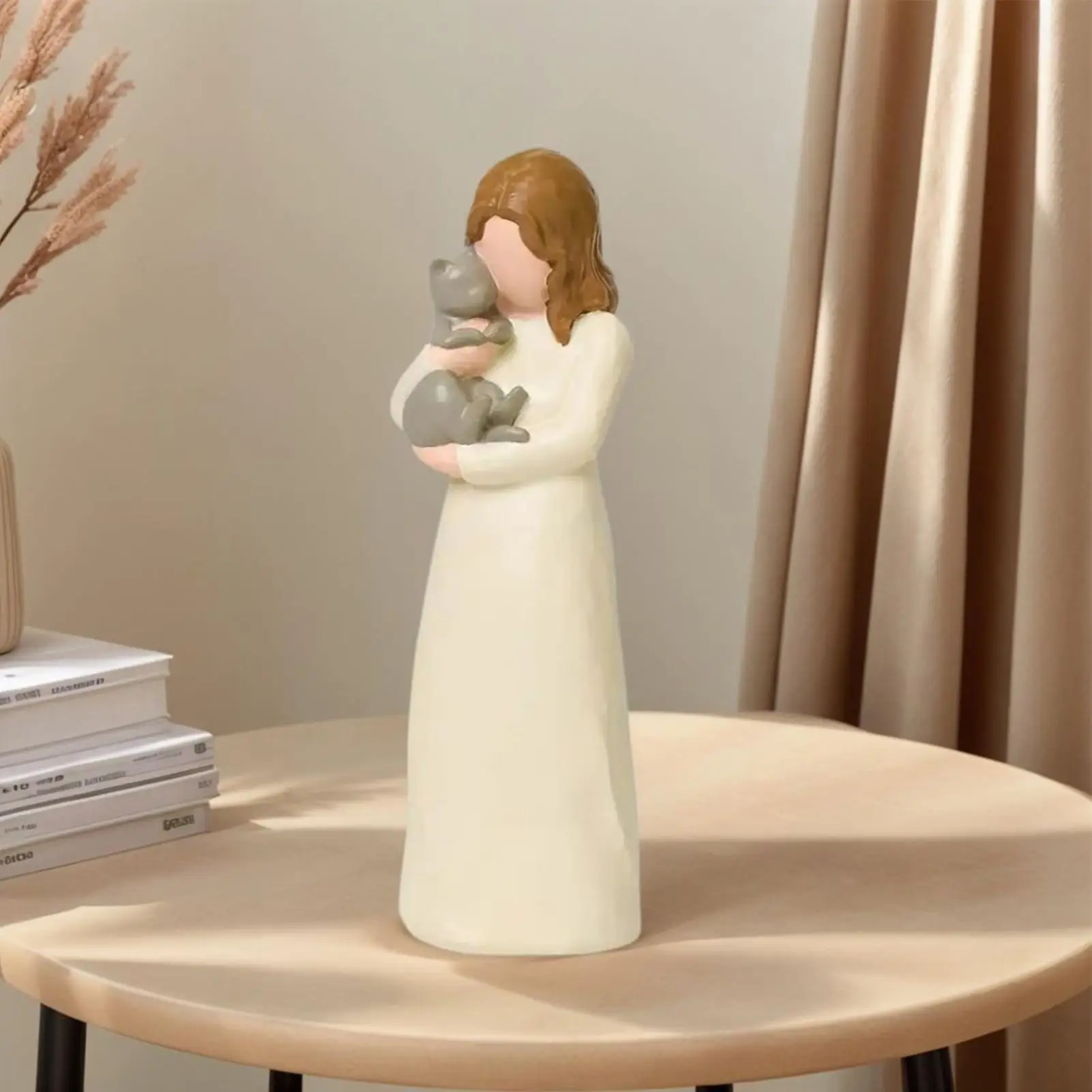 Harz-Katzen-Gedenk- und Freundschaftsskulptur, Schwester-Figur, Haustier-Engel-Statue, Erinnerungsstück-Dekoration für Wohnzimmer, Arbeitszimmer, Kinderzimmer, Bücherregal