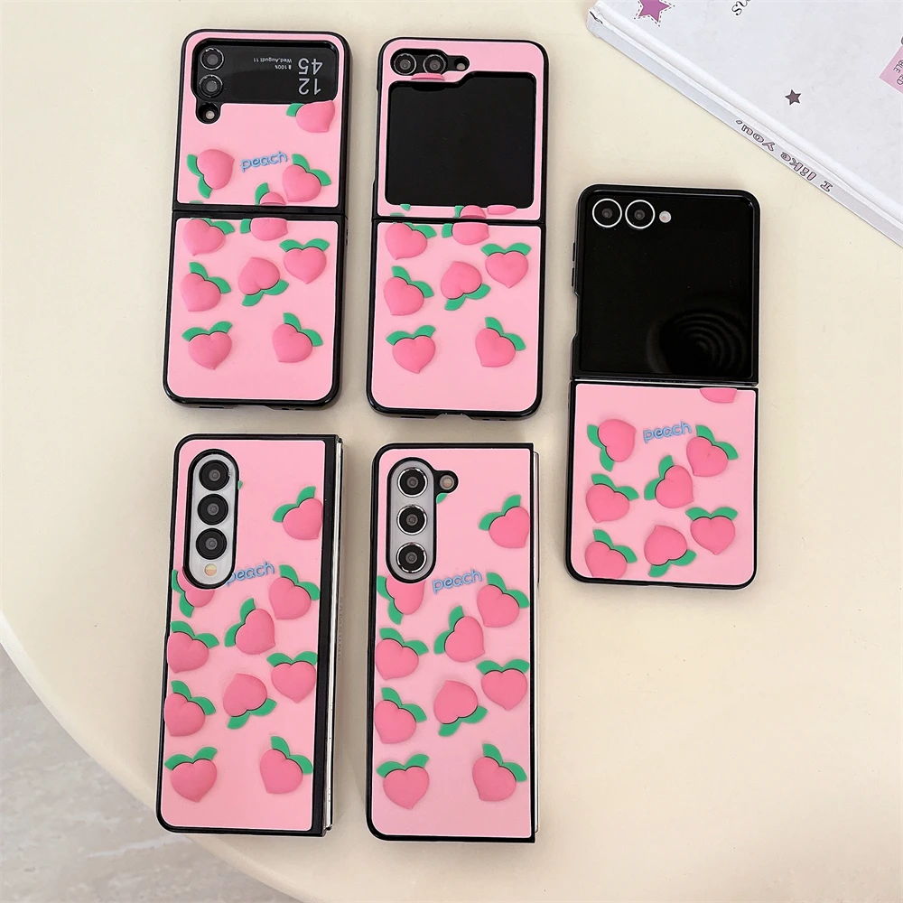

Back Cover For Samsung Galaxy Z Flip Fold 7 6 5 4 3 Case 3D Peach Hard Pc Shockproof Phone Case