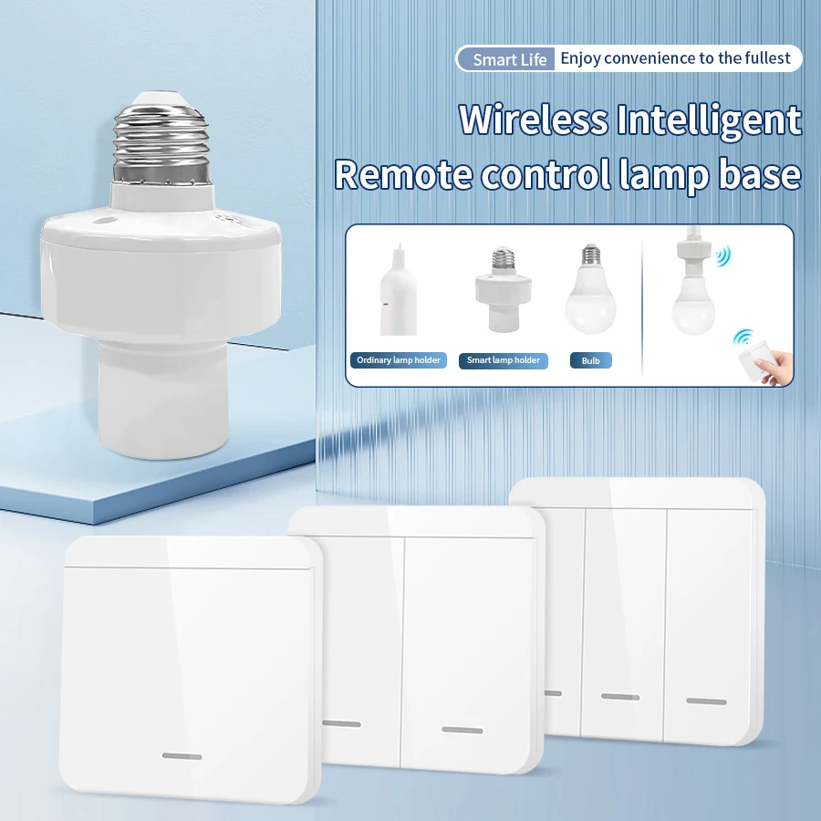 RF433MHz Wireless Lamp Holder Switch AC85-265V  E27 Lamp Bas