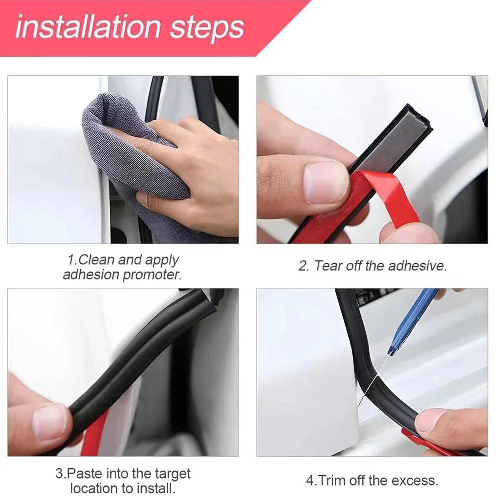 10M Car Door Seal Strip Rubber Double Layer Sealing Protector Soundproof Waterproof Weather Strips for Car Door Hood Trunk
