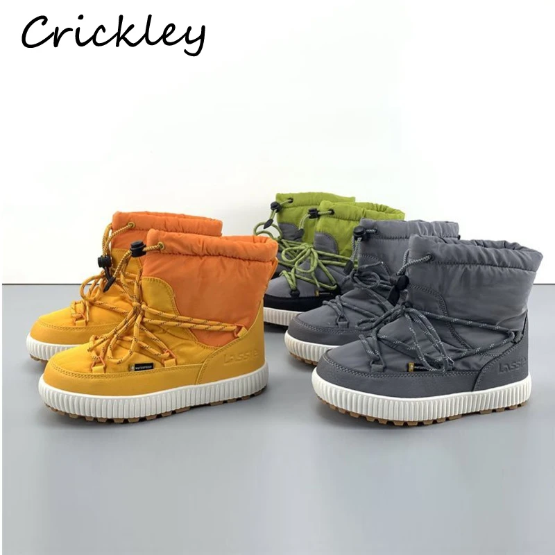 

Зимние однотонные детские зимние ботинки, шерстяные теплые хлопковые ботинки без шнуровки для мальчиков и девочек, непромокаемые нескользящие уличные детские ботильоны