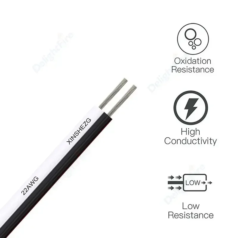 2 Pins Electrical Wire PVC Insulated Tinned Copper Stranded Wire LED Extension Cable For 3528 5050 Single Color LED Strips Bulb