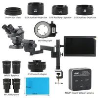 55MP 48MP 4K HDMI USB Camera 10.1 LCD Integrated Display Rotatable Arm Stand 3.5X-200X Simul Focal Trinocular Stereo Microscope