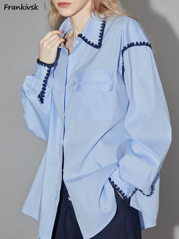 

Niche Shirts Women Chic Long Sleeve Tops Minimalist Spring Loose Korean Style Basics Harajuku Design Students Clothing Trendy OL