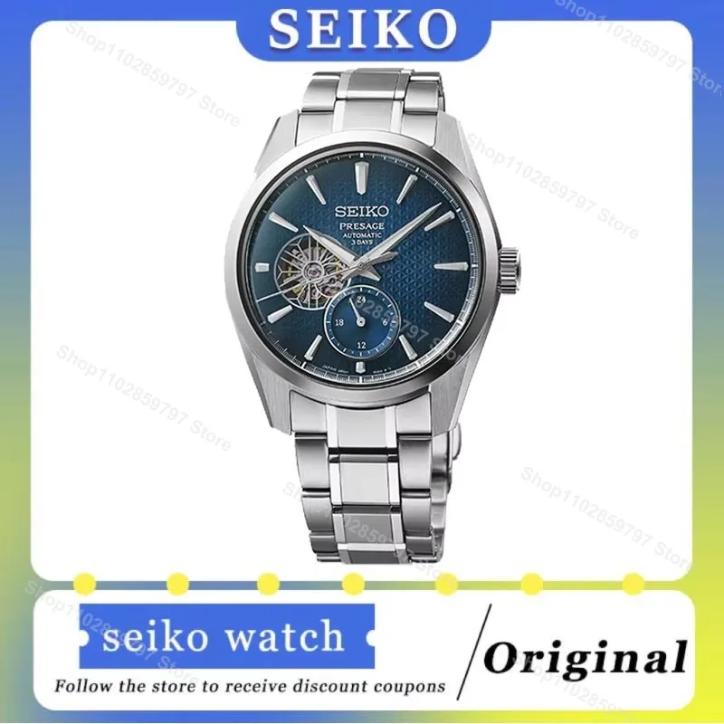 Seiko Pure Mechanical Fully Automatic Men\'s Watch Hollowed Out Casual Sapphire Stainless Steel Fashionable Luxury SARJ003 Watchs