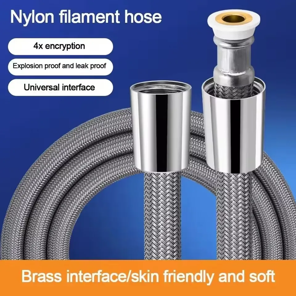 Bathroom Nylon High Pressure Flexible Smooth 1.5/2.0 Meter Shower Hose Flexible Handheld Anti Winding GI/2 Universal Pipe Tube