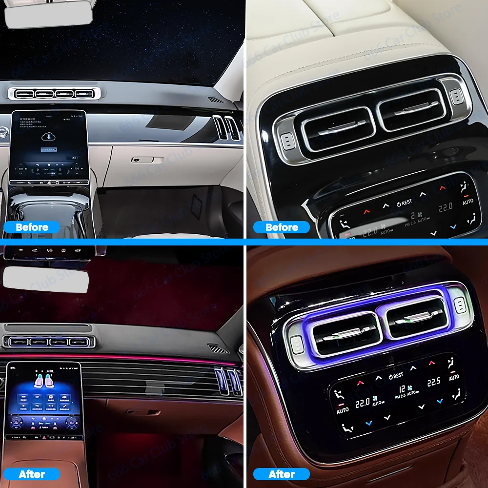 

New 64 Color LED Vent Decorative Light for Benz S-Class W223 S450 S500 S480 Car Interior Accessories