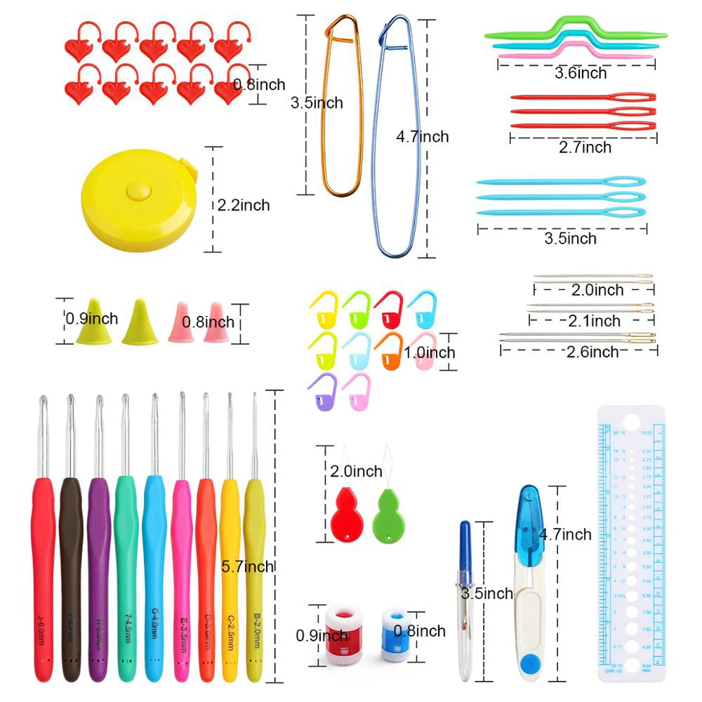 68Pcs Crochet Hooks Kit with Bag Ergonomic Crochet Hook Set Weave Yarn Kit DIY Hand Knitting Craft Tool for Beginners