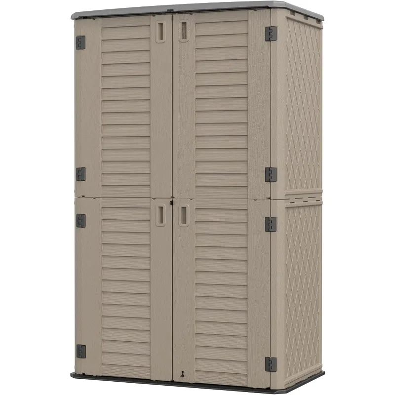 HOMSPARK Storage Shed Weather Resistance, Multi-Purpose Outdoor Storage Cabinet Waterproof, Outdoor Storage Cabinet Garbage Cans