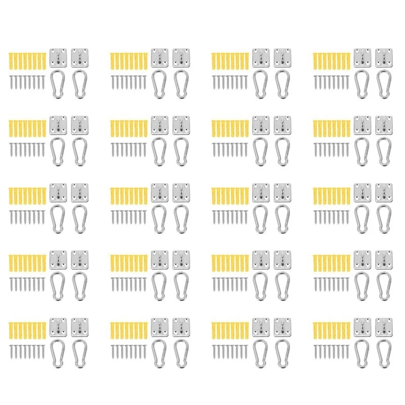 40 Sets Of Suspended Ceiling Wall Mount U-Shaped Hooks Stainless Steel Metal Base Plate With Hook