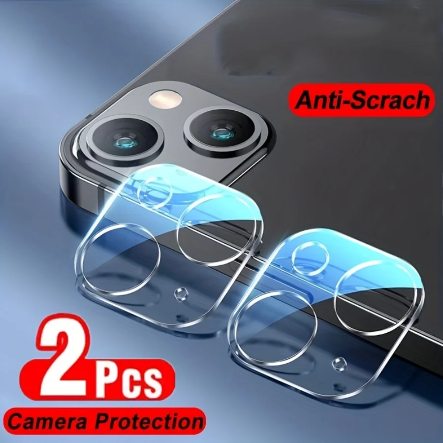 2Pcs Dual-Layers Design Tempered Glass Camera Lens Protector Film For Iphone 13 14 Pro Max 14 Plus