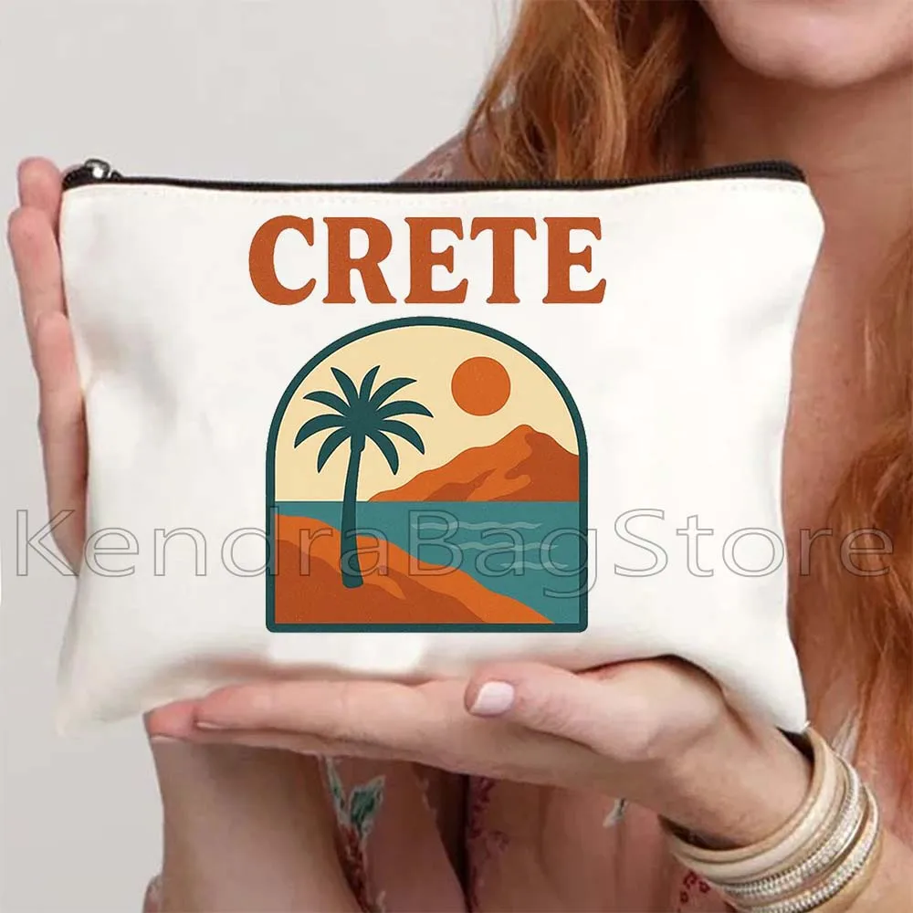 الجمالية ناكسوس كريت اليونان سانتوريني شاطئ الغروب لطيف قماش حقيبة مستحضرات التجميل ماكياج المرحاض حقيبة مقلمة الحقيبة المحمولة