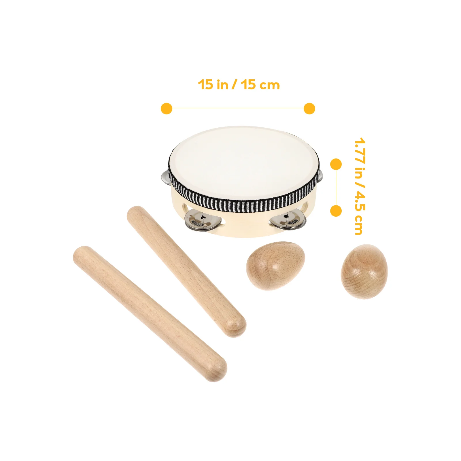 Zestaw instrumentów perkusyjnych dla dzieci z pałeczkami rytmicznymi i drewnianymi jajkami muzycznymi, instrumenty muzyczne dla maluchów rozwijające umiejętności motoryczne.