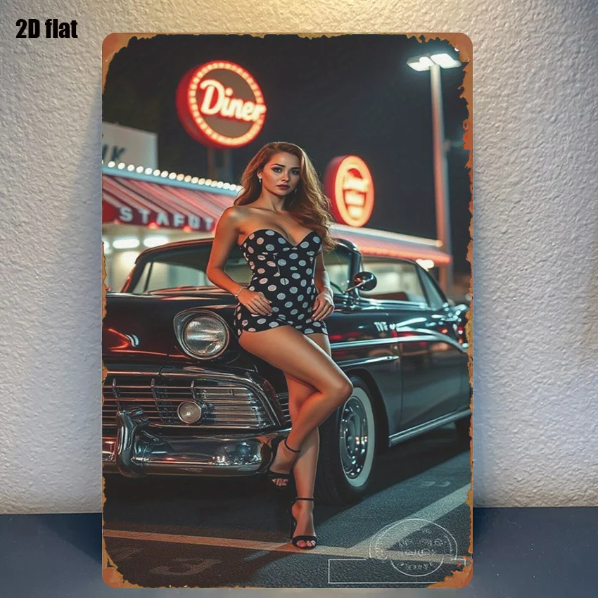 **Vintage Auto Metal Tin Sign 8x12 inch, Rustic Car & Bar Decor for Kitchen Farmhouse Garden Wall Art**