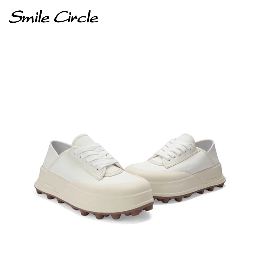 Smile Circle Casual Shoes Wearable And Comfortable Flat Platform Shoes Fashion Lace up Women Sneakers