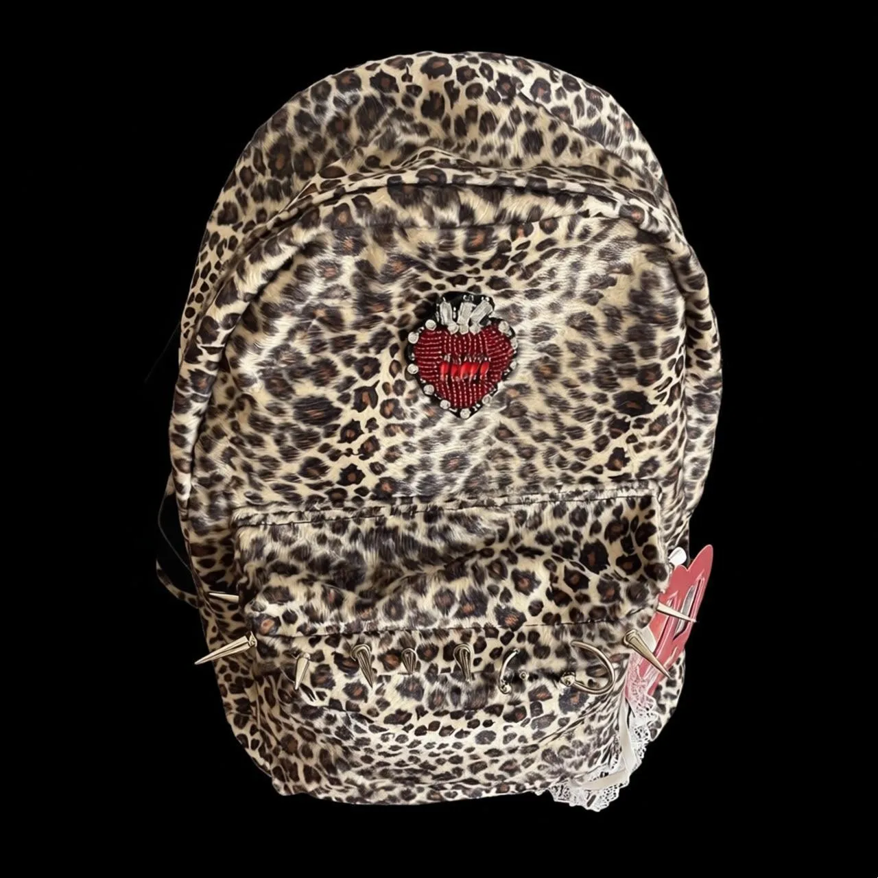 

Стильная сумка через плечо с леопардовым принтом в форме сердца, осенне-зимняя, милая и модная, ручной работы, дизайнерский рюкзак, рюкзак в стиле панк с заклепками