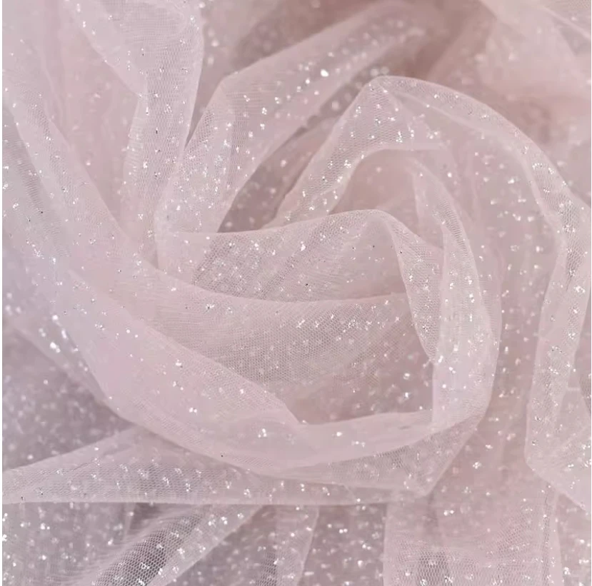 5 mt/los Glänzenden Feinen Pulver Tüll Stoff Silber Feinen Pulver Schleier Hochzeit Hintergrund Garn Tüll Stoff – Detail 3