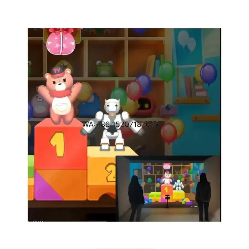 Wmwmnu 4 in 1 Kids Sports Projection Game Body Motion Sensor Video Games for Children Indoor Playground Smart Interactive