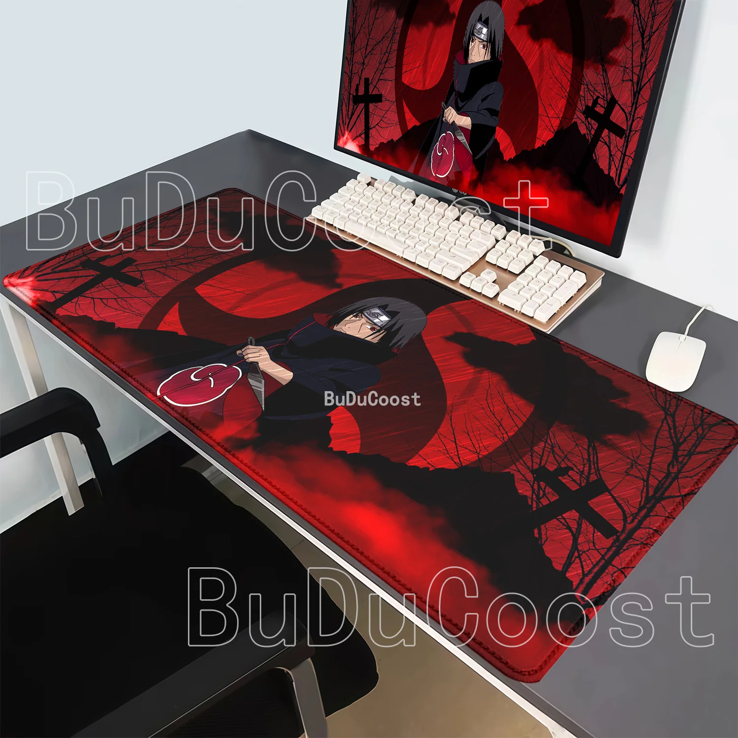 HD Printing Uchiha Itachi Naruto Anime Mouse Pad Computer XXL Office Desk Mat Keyboard Gaming Non-slip Base 400x900mm Mousepad