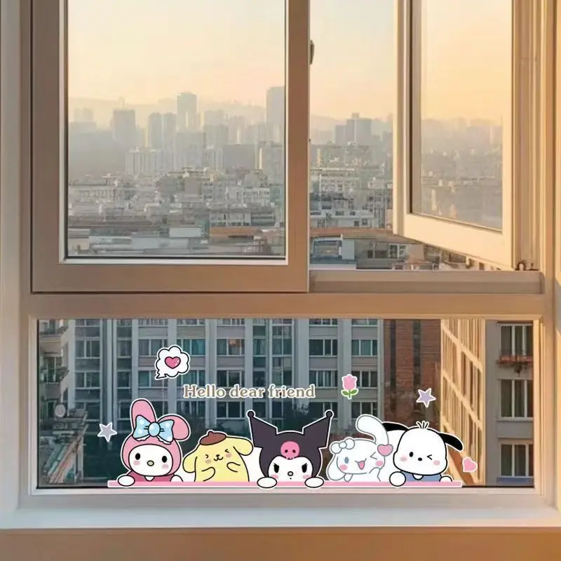Sanrio Waterproof Removable Stickers: Suitable for bathroom mirror cabinets, car doors, and windows; designed to cover scratches