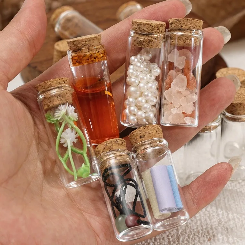 Mini Glass Wishing Bottle Transparent Empty Message Bottles With Cork Stopper DIY Crafts Container Wedding Birthday Party Favors