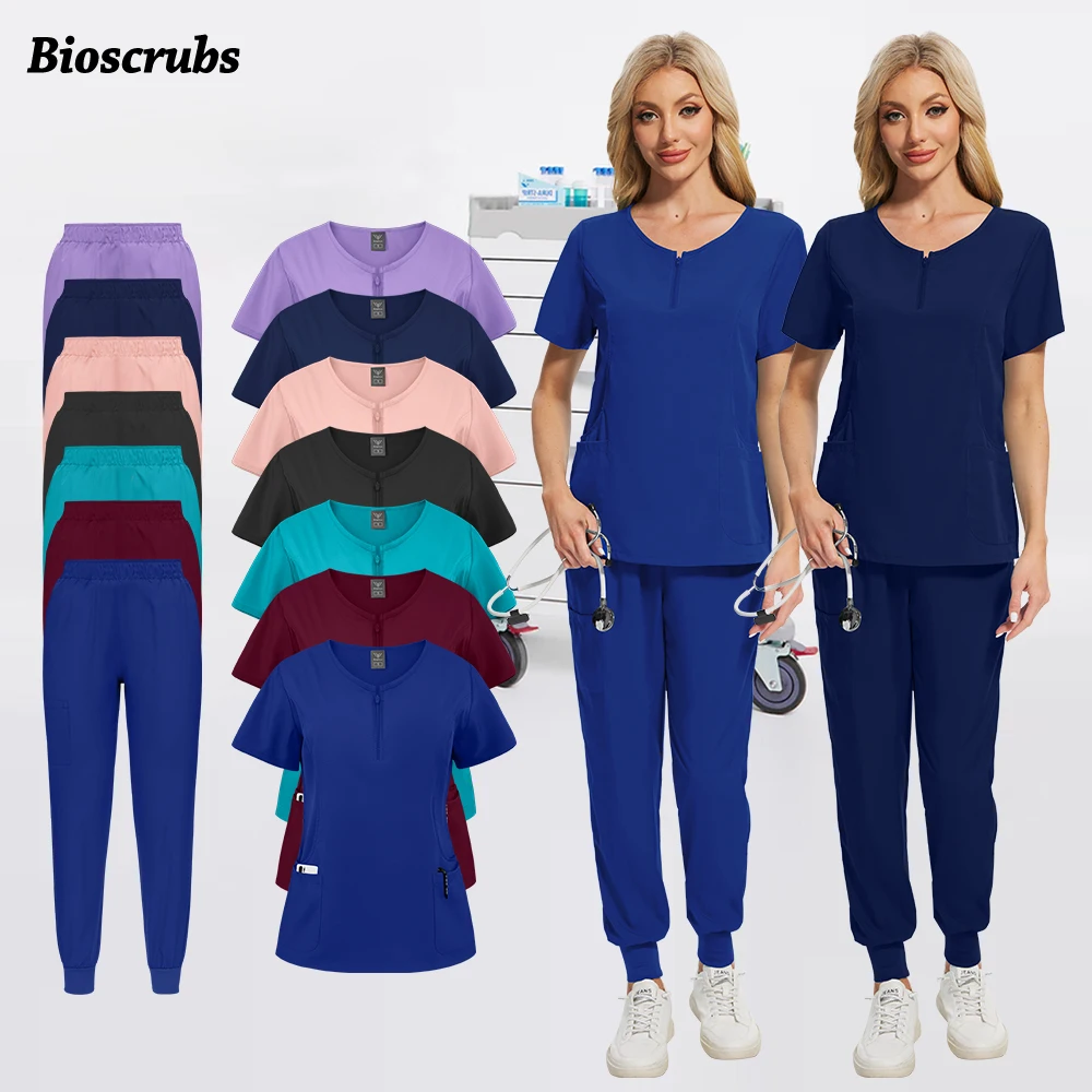 Veelkleurige Tandarts Overalls Vrouwen Ziekenhuis Pak Medische Klinische Chirurgie Werkkleding Verpleegkundige Scrub Set Korte Mouw Verpleging Top + Broek