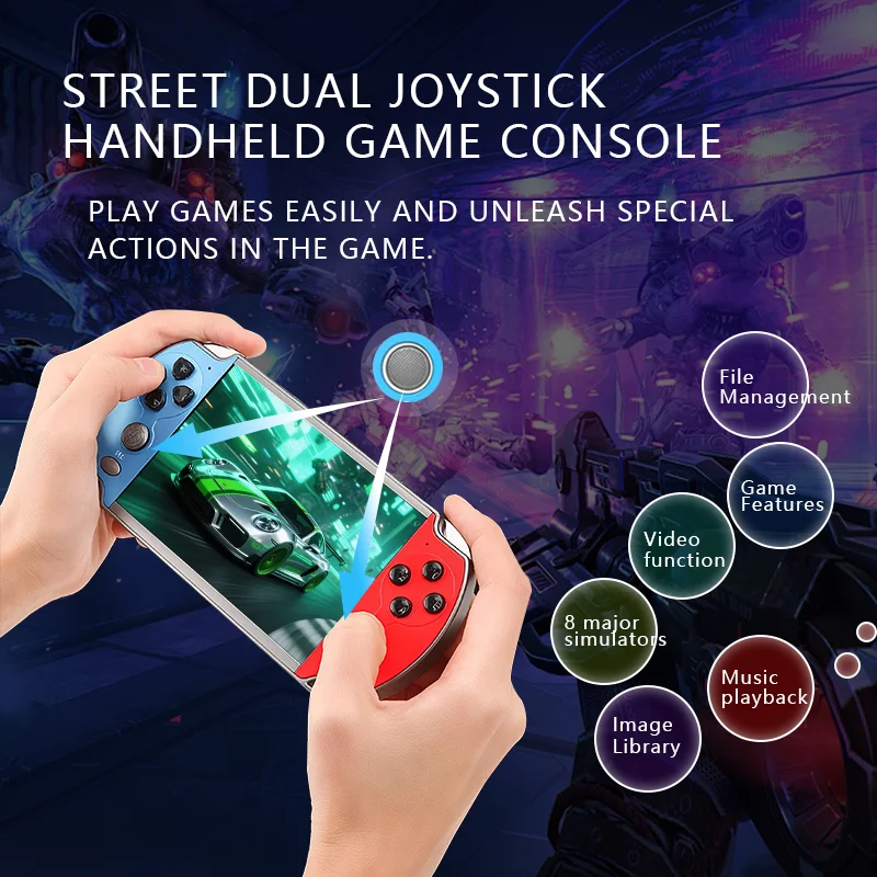 X7/X7PLUS وحدة تحكم ألعاب محمولة 4.3/5.1 بوصة شاشة محمولة عالية الوضوح مع فيديو واضح مدمج في العديد من ألعاب الأركيد الرجعية