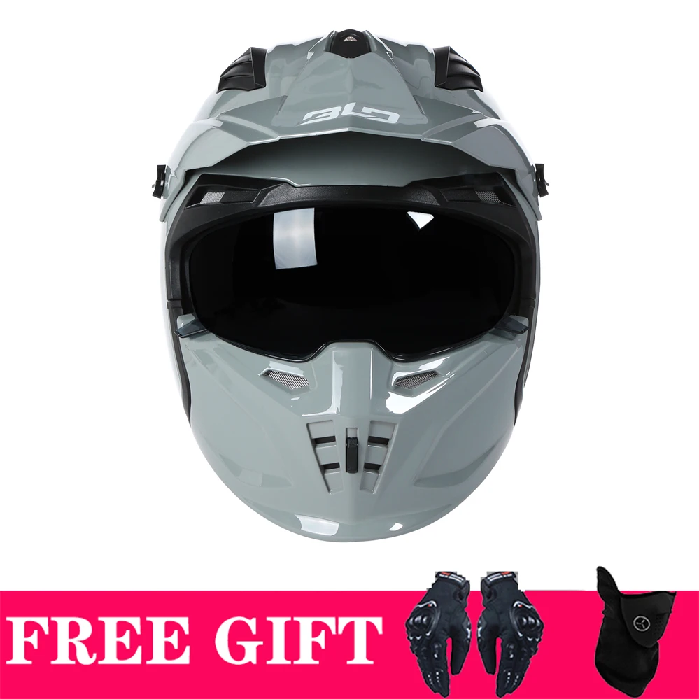 

Multi-Purpose Removable Chin Racing Motocross Modular Casco Moto Black Warrior Combination Helmet Men Women Casco Moto Capacetes