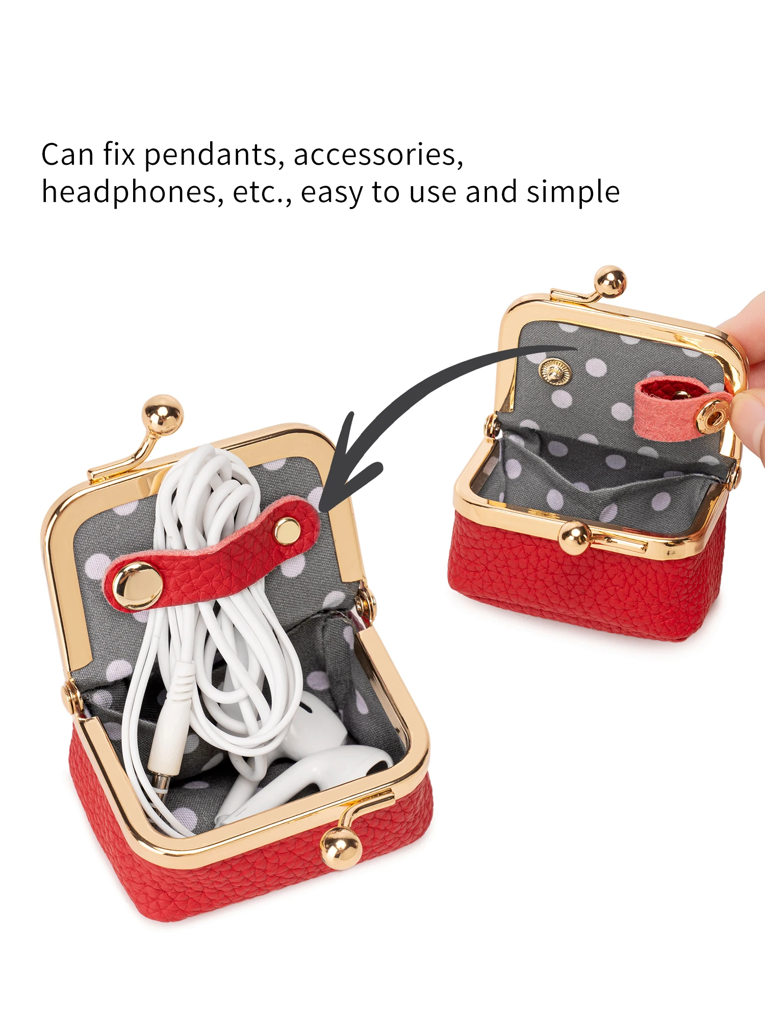 New mini women's solid color PU leather jewelry box can store rings necklaces earrings portable coin purse with kiss clasp image 5