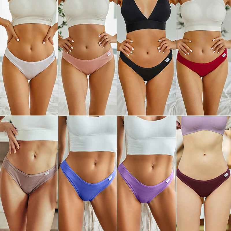 3PCS/Set M-4XL Women Panties Cotton Underwear For Female V-Waist Underpants Sexy Lingerie Pantys Solid Color Briefs Intimates