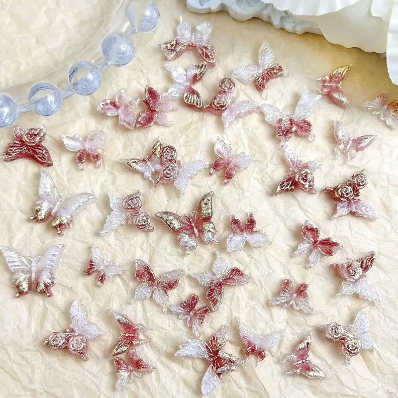 

Random Mixed Retro Red Butterfly Nail Charms Sweet Butterfly Glow in the dark DIY Handmade Crafts Nail Decorations Accessories