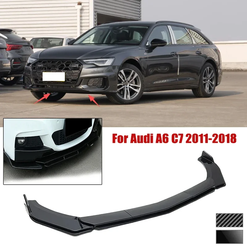 5pcs Front Bumper Shovel For Audi A6 C7 2011-2018 Spoiler Front Bumper Deflector Anti Scratch Protection Device Accessory
