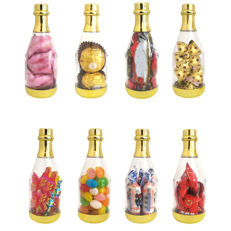 1PC bottiglia di Champagne scatola di caramelle di plastica fai da te Mini scatola di imballaggio di stoccaggio di caramelle Baby Shower bomboniere scatole regalo decorazione del partito