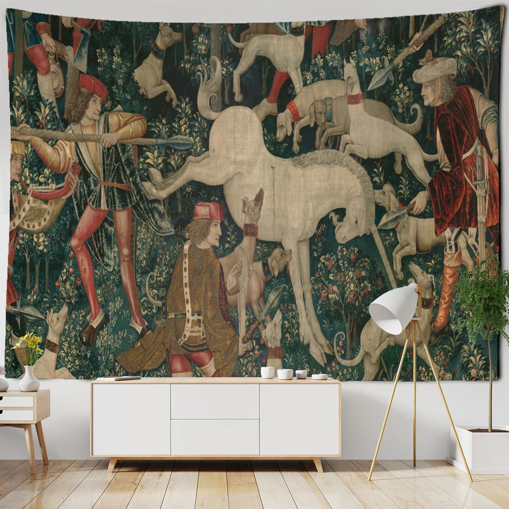 Retro Cute Skeleton Tapestry Ancient Animal Psychedelic Witchcraft Wall Hanging Bohemian Room Dorm Decor