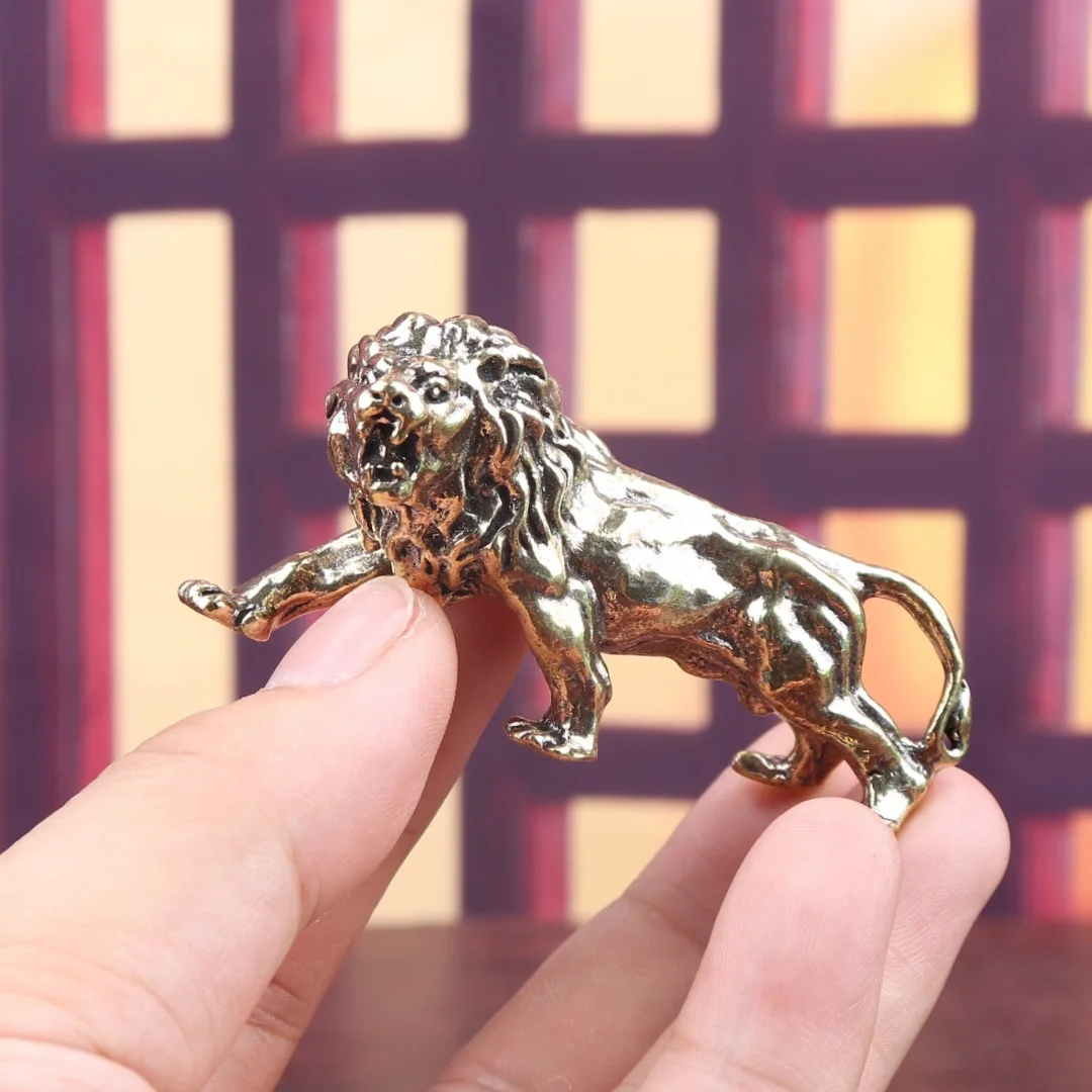 Brass Lion Figure Home Decor Jungle King Lion King Statue Tea Pet Old Objects Home Desktop Crafts Ornament