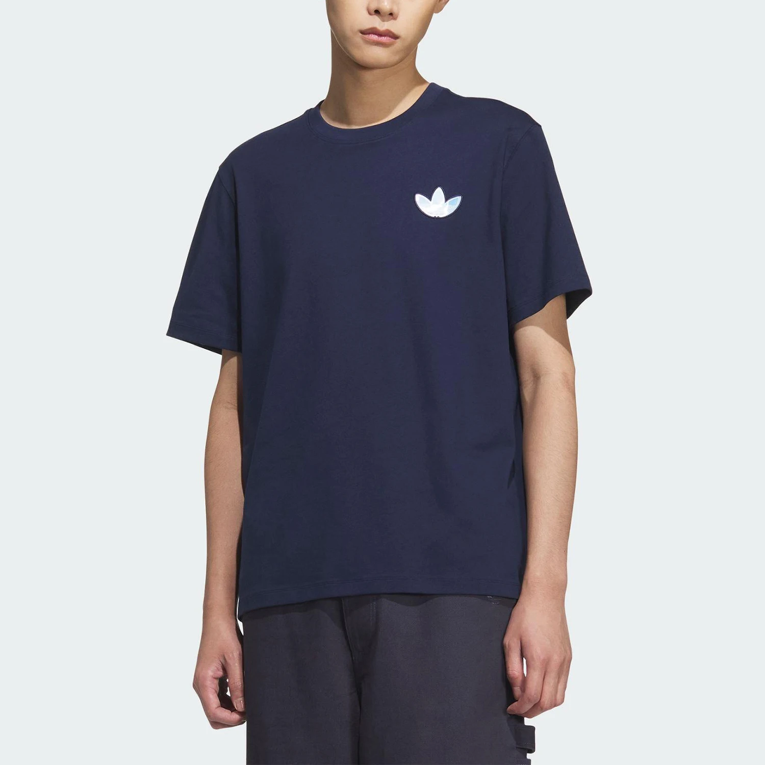 

Adidas Originals Trefoil Мужские и женские дышащие повседневные свободные футболки с коротким рукавом для активного отдыха KC3120