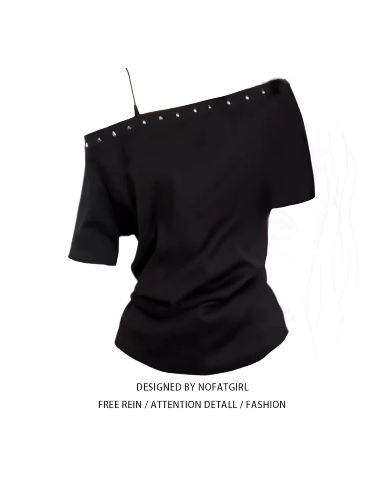 plus Size Slimming ort Sve T-irt Women's American Sle Sexy Drill Lemon Pure Desire oulder T-irt Summer Commute S...