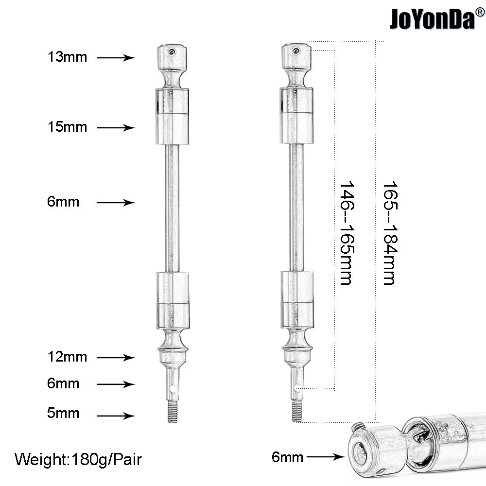 #5451X Hard Steel Driveshaft Assembly for RC Traxxas 1/10 T-Maxx® (49077-3) 1/10 Revo® (53097-3)