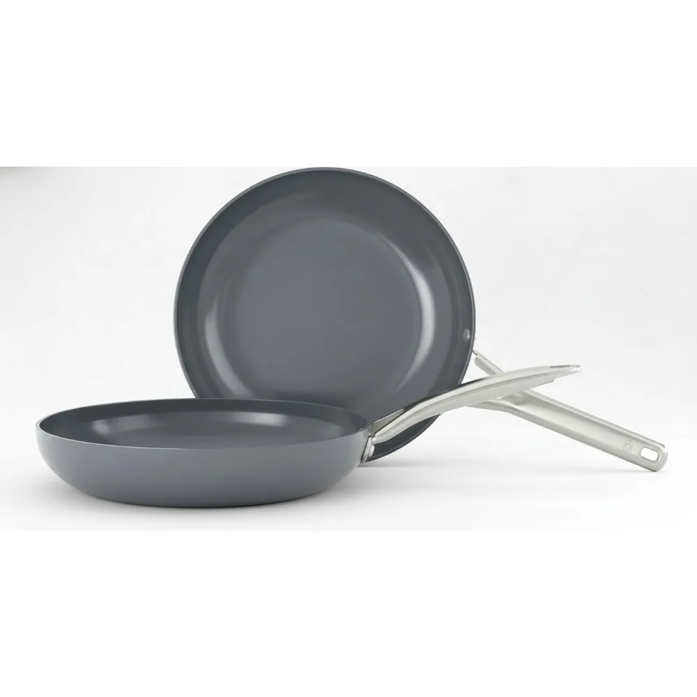 

Керамический набор сковородок с антипригарным покрытием 8 дюймов и 10 дюймов, быстрая очистка, безопасный для духовки, здоровое приготовление пищи для домашних повара