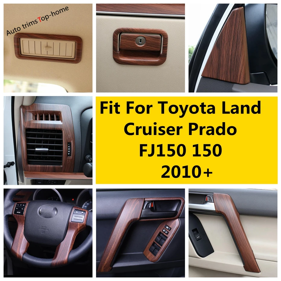 

Для Toyota Land Cruiser Prado FJ150 150 2010-2020 рулевое колесо, бардачок, крышка головного света, накладка из АБС-пластика, аксессуары под дерево